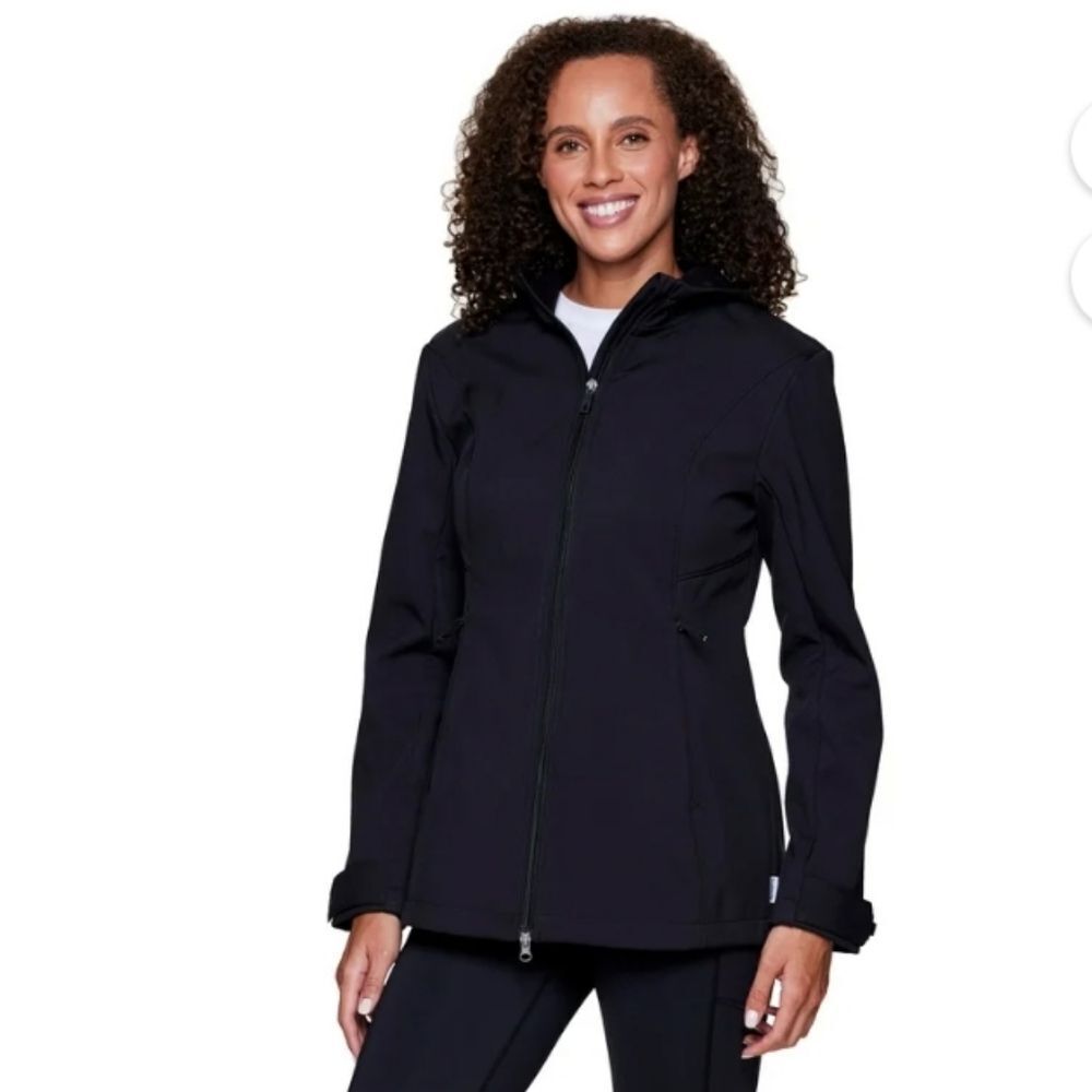 Avalanche Womens Black Hooded Mid Length Winter Jacket w/ Zipper Pockets Size S